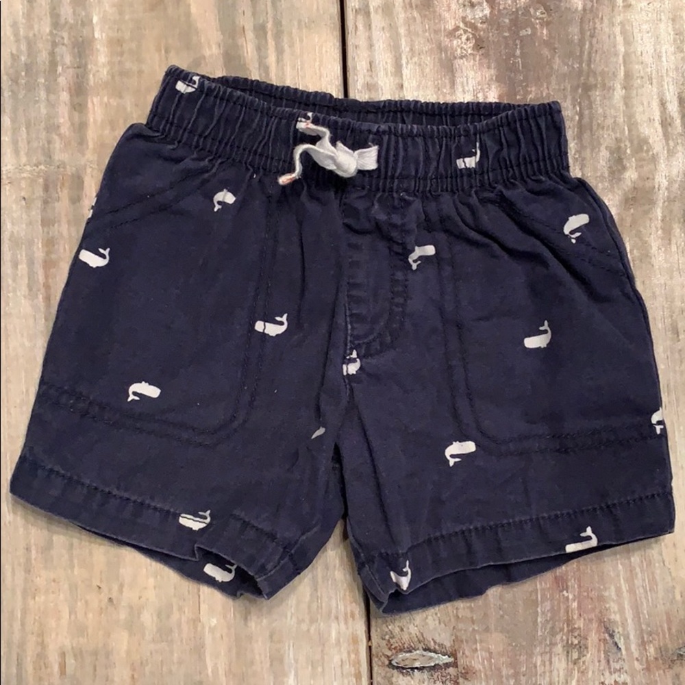 Carters Navy White Whale Shorts 18mo